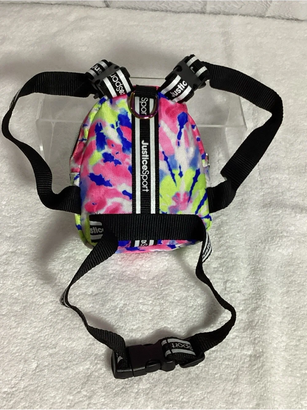 Justice Sport XS Pet Tiedye Nylon Wastebag Dispensing Harness Backpack EUC